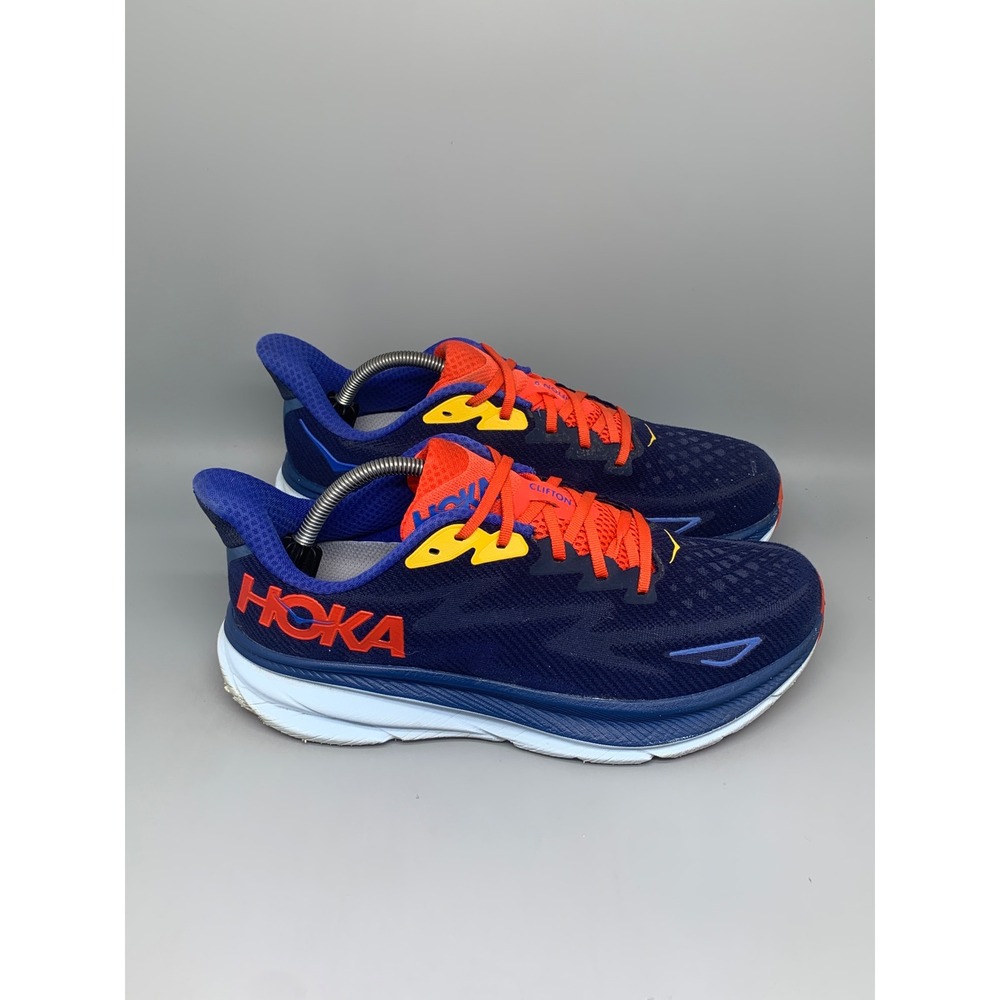 Hoka One Clifton 9 Navy Orange Running Shoes Men's Sz 11D